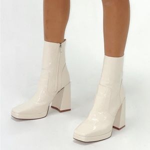 JAMIE CROC PLATFORM BOOTS CREAM